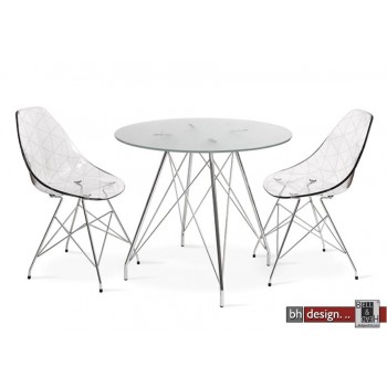Glamour Esstisch Glas und Chromgestell rund 100 cm