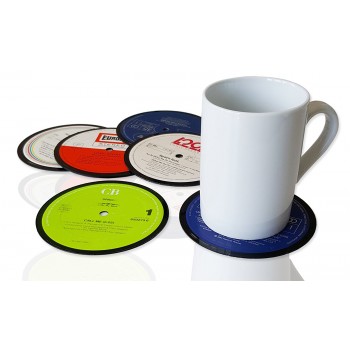 6 er Set Retro Vinyluntersetzer, Vintage Glasuntersetzer bzw. Bierdeckel für Getränke aus echten Vinyl-Schallplatten