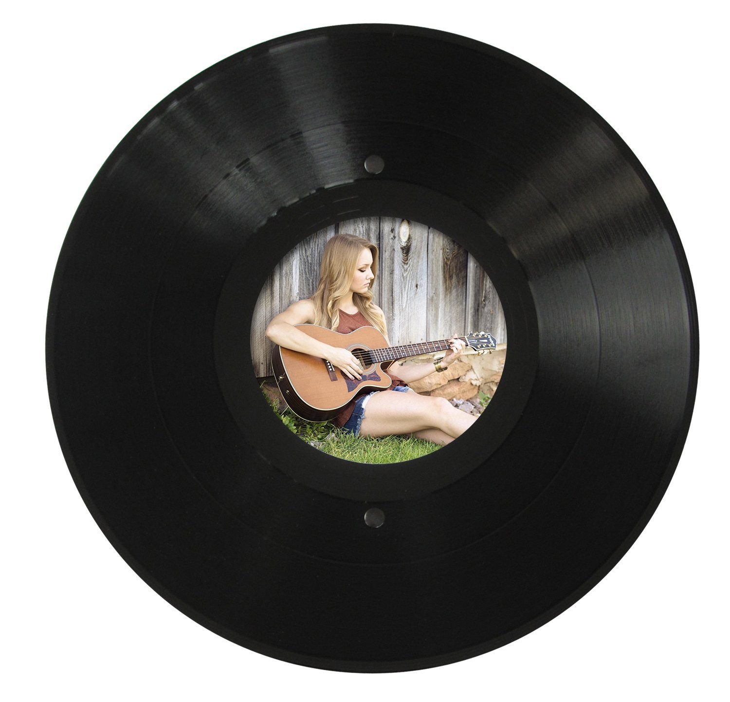 Runder LP Bilder-Rahmen aus echter Vinyl-Schallplatte mit rundem