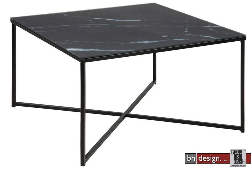Alisma Couchtisch Glas im Marmorlook schwarz 80 x 80 cm ...