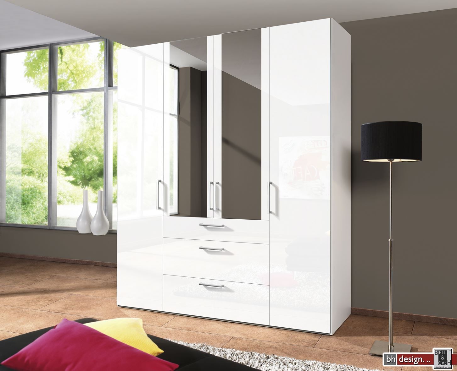Express Mobel Drehturenschrank Brooklyn Hochglanz Spiegel Und