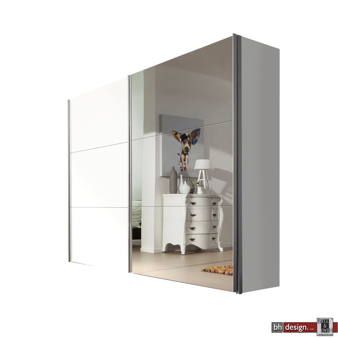 Express Möbel Schwebetürenschrank Stars, weiss hochglanz Front und