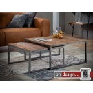 Factory 2-Satz Couchtisch  Massiv Sheesham Holz, grained Gestell verwittert ab 70 x 70 cm