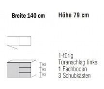 Sidebard Alegro2 Style by Nolte Möbel, 140 x 79 cm, 3 Schubkästen, 1 Tür , verschiedene Farben