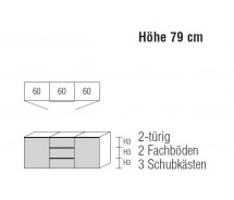 Nolte Möbel Sideboard Alegro2 Style, 180 x 79 cm, 3 Schubkästen, 2 Türen, verschiedene Farben