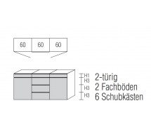 Nolte Möbel Sideboard Alegro2 Style, 180  x 92 cm, 6 Schubkästen, 2 Türen, verschiedene Farben