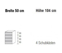 Kommode Alegro2 Style by Nolte Möbel, 50 x 104 cm cm, 4 Schubkästen, in verschiedenen Farben