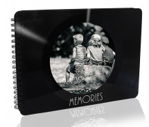 Upcycling Foto-Album aus einer echten (used) Vinyl-Schallplatte, 36 Seiten (18 Blatt) schwarz, Spiralbuch 23,5 x 17 cm