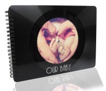 Babyalbum, Baby-Photoalbum - Upcycling aus einer echten (used) Vinyl-Schallplatte, 36 Seiten (18 Blatt) schwarz 