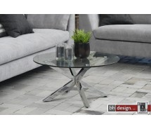 Star Couchtisch Glas und Stahl verchromt 82 cm rund