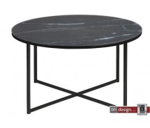 Alisma Couchtisch Glas im  Marmorlook schwarz 80 cm rund