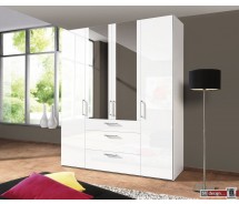 Express Möbel Drehtürenschrank Brooklyn, hochglanz, Spiegel und Schubladen, Höhe 216 cm oder Höhe 236 cm
