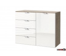 Express Möbel Kommode One 700, 1 Tür, 4 Schubkästen, Front hochglanz weiss,  B 100 cm x H 80 cm