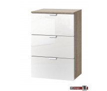 Express Möbel Nachtkonsole One 700 , 3 Schubladen, Front hochglanz weiss, B 40 cm x H 61 cm