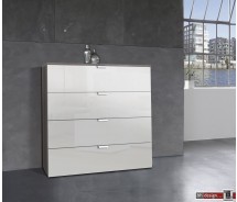 Express Möbel Kommode One 700 , 4 Schubkästen, Front hochglanz weiss, B 80 cm x H 80 cm