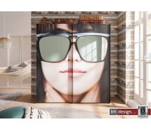 Express Möbel Schwebetürenschrank Sunny im überdimensionalen Girly Sunglas Design, 200 cm  x H  216 cm 