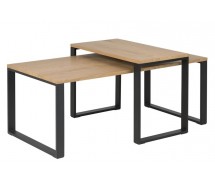 Tine 2-Satz-Couchtisch Wildeiche, schwarze Beine 115 x 54 cm