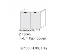 Express Möbel Kommode One 700 , 2 Türen, Front verschiedene Glasvarianten, 100 x 80 cm