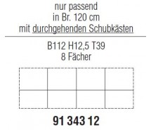 Schubkastenunterteilung 8 Fächer für Nolte Schubkasten Kommode Allegro2  120 cm