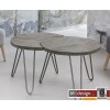 Nature Line 2-Satz Tisch mit Metallfüßen  in Mangoholz massiv  je 60 x H 45 cm 