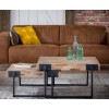 Teka Couchtisch mit Schwebeplatte  Multiplex und Massiv Teakholz verwittert  80 x 80 x H 43 cm