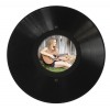 Runder LP Bilder-Rahmen aus echter Vinyl-Schallplatte mit rundem Bildausschnitt 11,5 cm Durchmesser