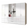 Express Möbel Drehtürenschrank Brooklyn, hochglanz, Spiegel und Schubladen, Höhe 216 cm oder Höhe 236 cm