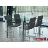 Kante Esstisch Klarglas und Chrombeine 180 x 90 cm
